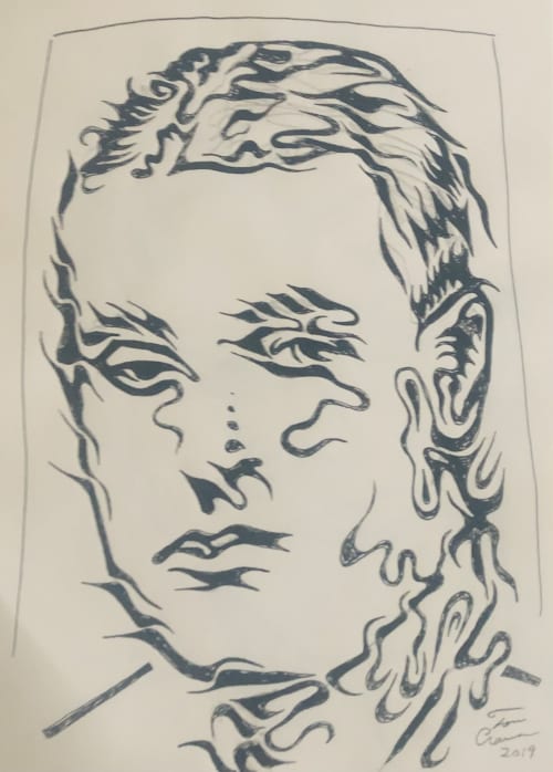 head of man 2019 india ink on paper | Drawings by Tom Cramer