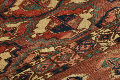 Antique Persian Tekke Textile in Red and Pink with Medallion | Rugs by Rug a