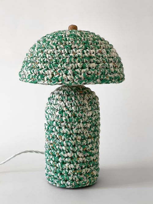 The Knitty Table Lamp in Green and White Flecked | Lamps by Meg Morrison | By Jacqui Photography in Richmond