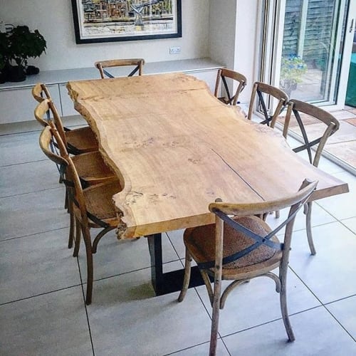 Single Slab Live-Edge Oak Dining Table | Tables by Handmade in Brighton