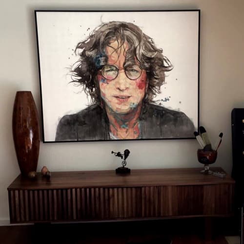 Portrait of John Lennon | Paintings by Kim Hart. Portraitist.