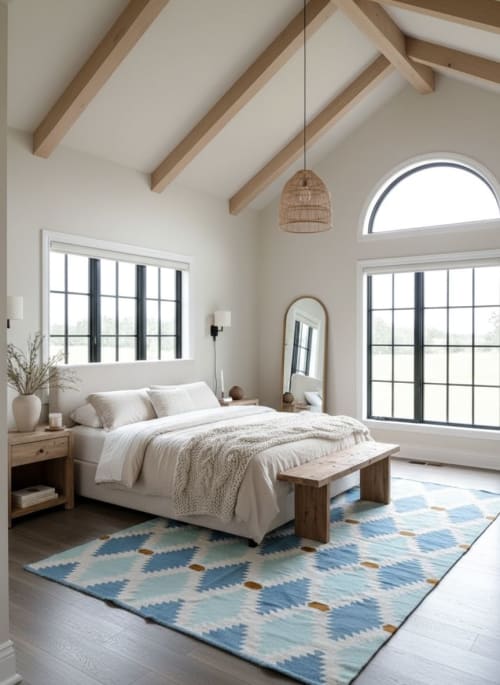 Blue Diamonds Handwoven Area Rug | Runner Rug in Rugs by Mumo Toronto