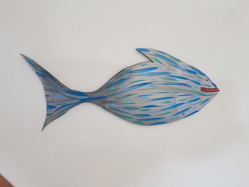 "Martha" Swimming fish. Sheet metal and acrylic paint. | Sculptures by Don Kenworthy