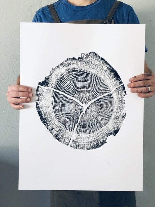 Walden Pond Tree ring print. 18x24 inches | Paintings by Erik Linton