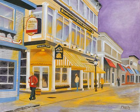 Dusk in Newport | Oil And Acrylic Painting in Paintings by Michelle Keib Art