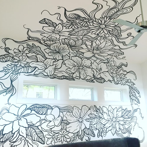 Black and White Floral Mural | Murals by Avery Orendorf