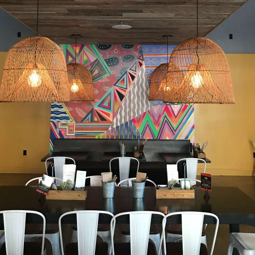 Interior pattern work for Mas Taco Bar (R st corridor) | Murals by Irubiel Moreno | Mas Taco Bar in Sacramento