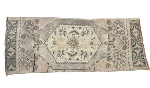 Vintage Turkish rug doormat | 1.4 x 3.4 | Small Rug in Rugs by Vintage Loomz