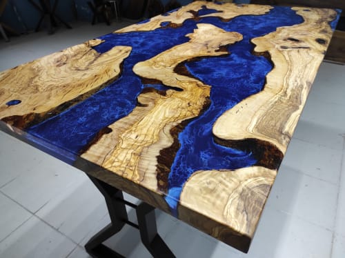 Olive Epoxy Pub Table - Dining Room Resin Table | Dining Table in Tables by LuxuryEpoxyFurniture
