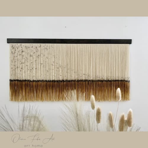 Dip Dye Fiber Art -Zorke 33- deep copper mustard | Wall Hangings by Olivia Fiber Art