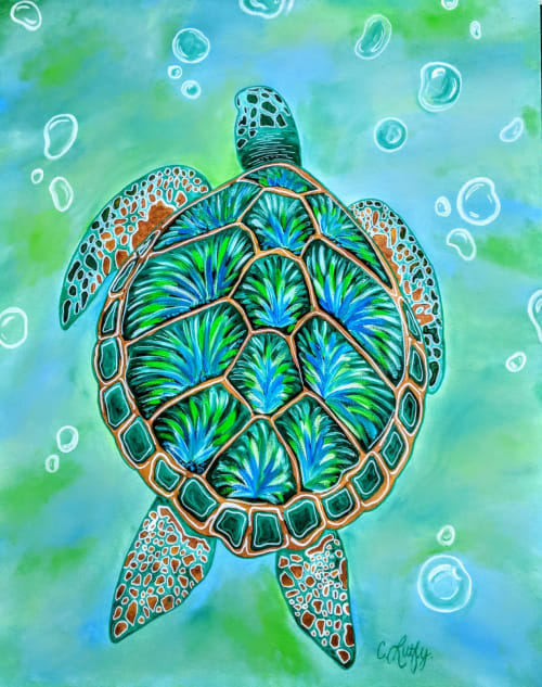 Homie In The Sea | Oil And Acrylic Painting in Paintings by Christine Crawford | Christine Creates