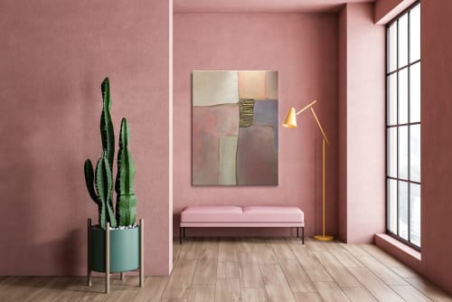 Pink Textured Plaster Artwork | Paintings by Elsa Jeandedieu Studio