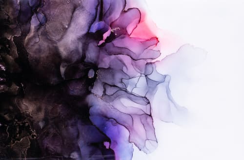 'BLACK ORCHID V' - Epoxy Resin Black and White Abstract | Oil And Acrylic Painting in Paintings by Christina Twomey Art + Design