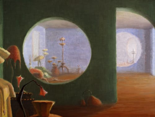 "The French Musician's Apartment, Green Room" and " The Captain's Collection" | Paintings by Gladys Poorte | Private Residence - Austin in Austin