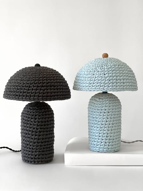 The Knitty Table Lamp in Robin's Egg Blue | Lamps by Meg Morrison