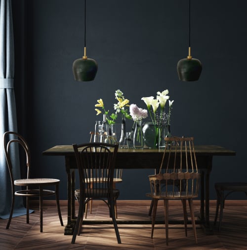 Tapered Sphere Hanging Light with black cord | Pendants by Alex Marshall Studios