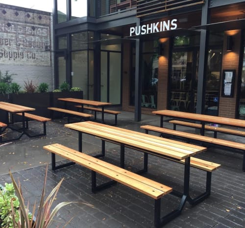 Picnic Tables | Tables by Cannonball Metal Works | Pushkin's Restaurant in Sacramento