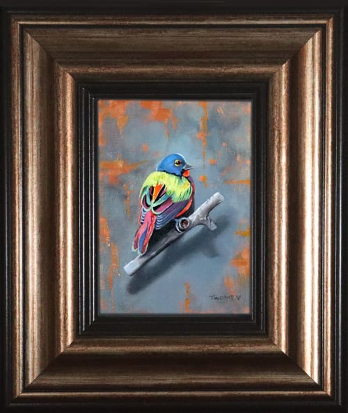 Painted Bunting 1.0 | Oil And Acrylic Painting in Paintings by Catherine Twomey | DOG & PONY SHOW in Asheville