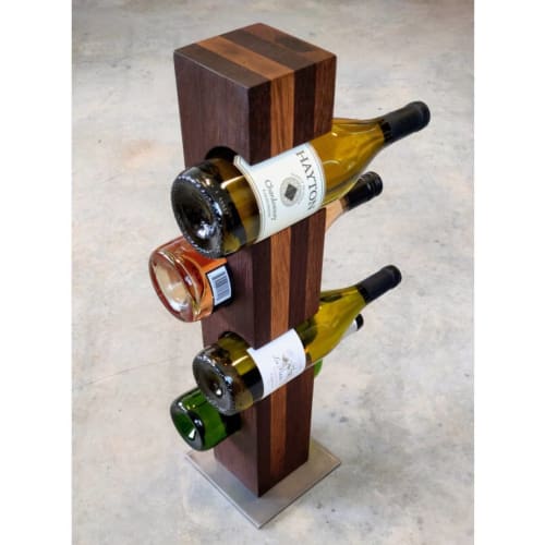 Roasted Oak Wine Towers with Raw Finished Steel Base | Tableware by Todd Alan Woodcraft | Todd Alan Woodcraft in Vancouver