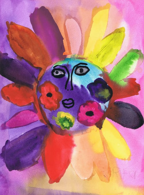 Mexican Sun - original watercolor | Paintings by Rita Winkler - My Art, My Shop - Where Every Stroke Speaks of Joy and Inclusion (watercolors by artist who has Down syndrome)