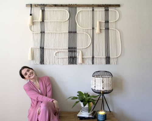 Squiggle & Striped Macramé wall hanging | Macrame Wall Hanging by CommuneCalla
