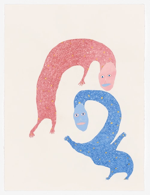 Lounging Lizards, watercolour, gouache, pencil on paper | Paintings by Pip Ryan