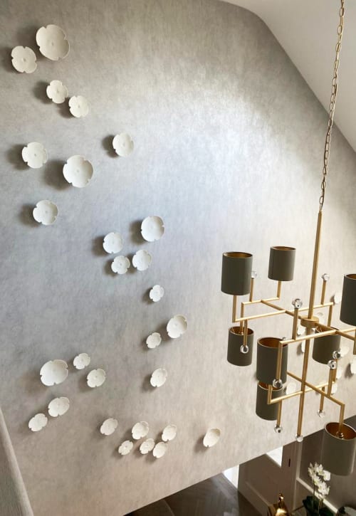 Grace - Wall art installation flowers, handmade in England from pure porcelain | Interior Design by Elizabeth Prince Ceramics