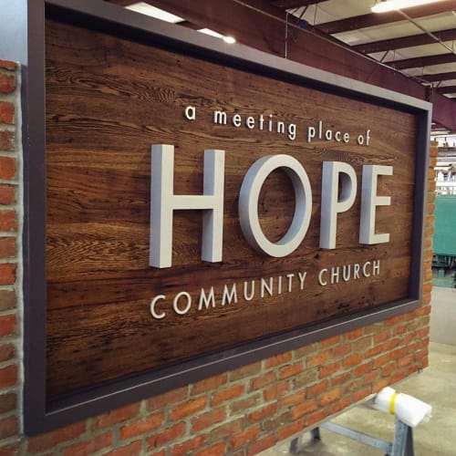 Custom Signage | Signage by Wood Tender | Hope Community Church in Charlotte