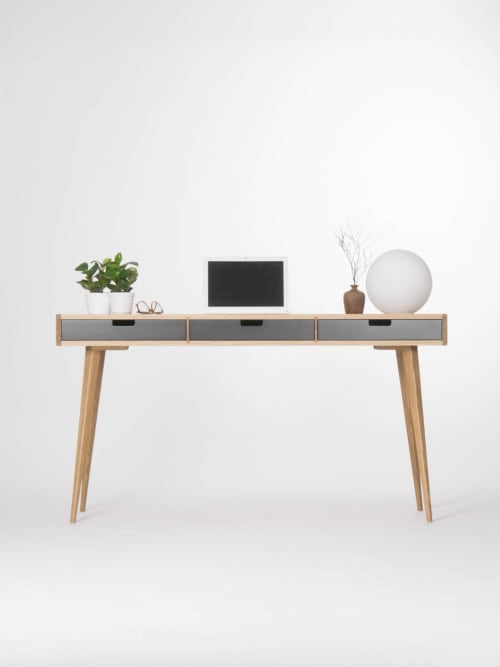 HEIM - Computer desk, wood desk with black drawers, bureau | Tables by Mo Woodwork