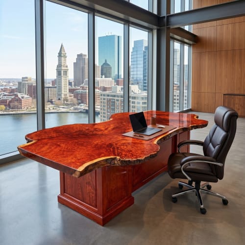 Bespoke Live Edge Ming Single Slab Executive Desk & Table VI | Communal Table in Tables by Dynasty Artisan