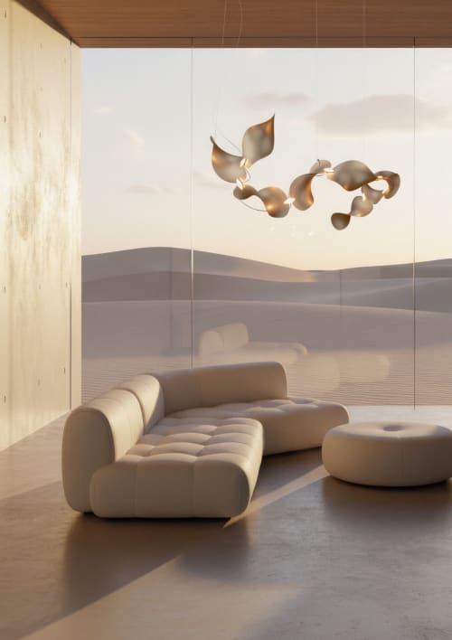 Dune 8 Curve in Metallic Tones Pendant Light | Chandeliers by MOSS Objects