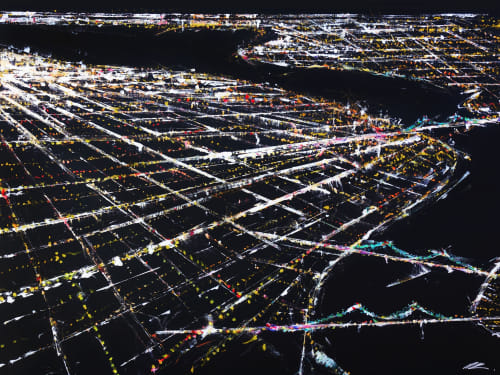 (NYC) Lower East Side Aerial | Paintings by Pete Kasprzak | Private Residence - Los Angeles, CA in Los Angeles