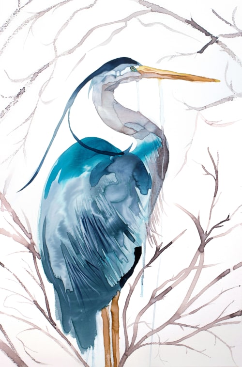 Heron No. 33 : Original Watercolor Painting | Paintings by Elizabeth Becker