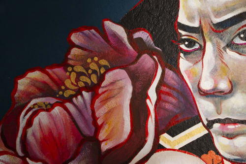 Japanese Kabuki Actor Painting on Wood Board | Paintings by JUURI