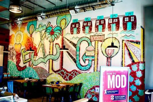 MOD Pizza Mural | Murals by Girls Who Paint Murals | MOD Pizza in Lexington