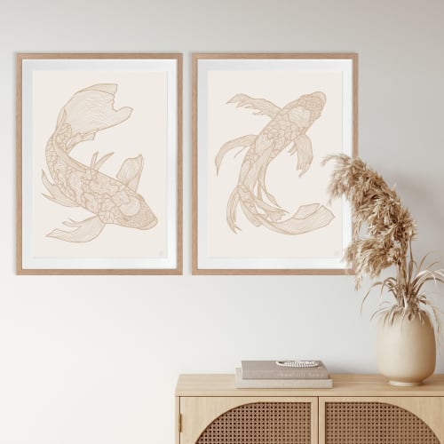 Lucky Fish - Koi & Kei - Light - Framed Art | Art & Wall Decor by Patricia Braune