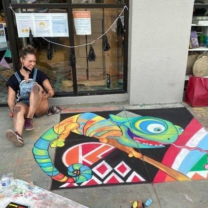 Kombuchameleon (Chalk-Art) | Murals by ShammyBuns Art (SBA) | KC Kombucha in Sacramento