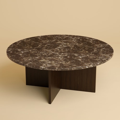 Dark Marble and Oak Coffee Table - HIRADO by Lebanto | Tables by Lebanto