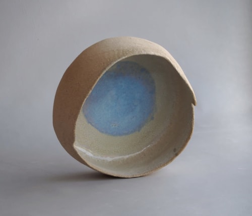 Organic Shape Bowl with a Touch of Blue | Ceramic Plates by T A R A D | ClayMake Studio in Maylands