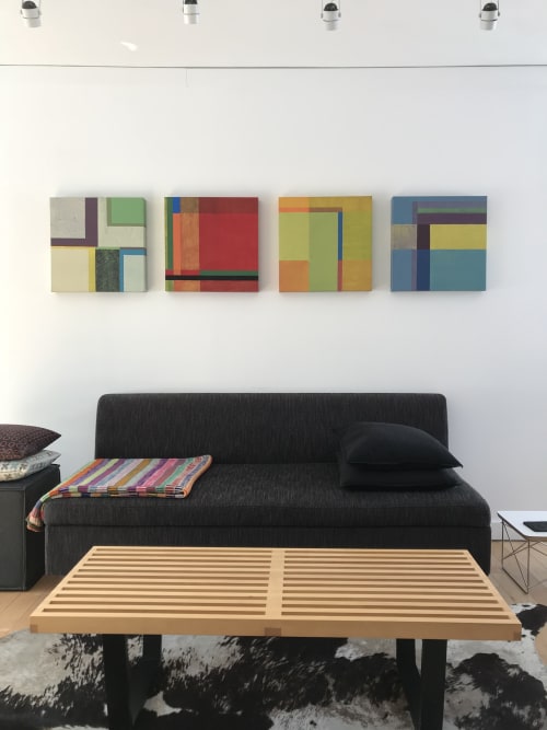 Geometric Color Series, Red, Yellow, Blue, Green and Mixed | Paintings by Ellen Richman