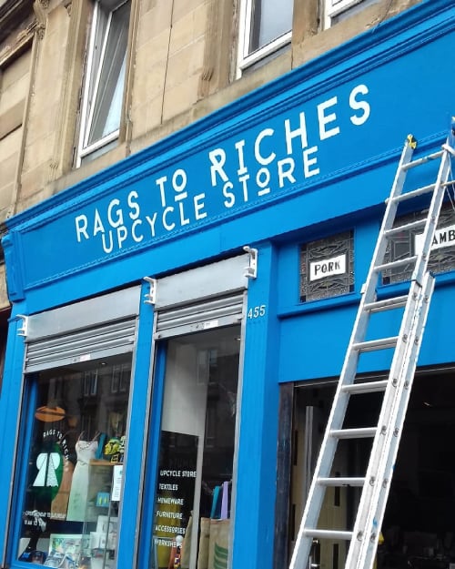 Rags To Riches Upcycle Store | Signage by Journeyman Signs (TATCH) | Rags To Riches in Glasgow