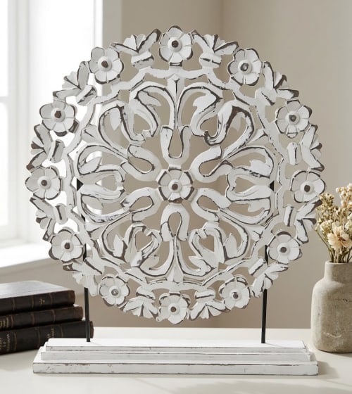 The Vintage Flora Medallion Stand | Decorative Objects by Famous Art Group Of Industries