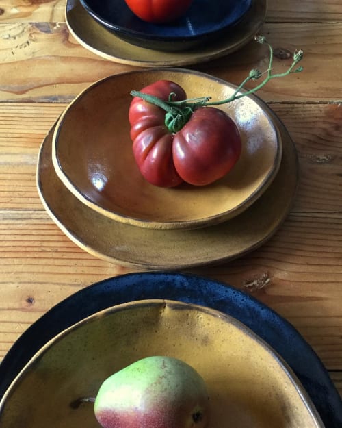 Yellow Slab Plates | Ceramic Plates by Akiko's Pottery | Akiko's Pottery in Seattle
