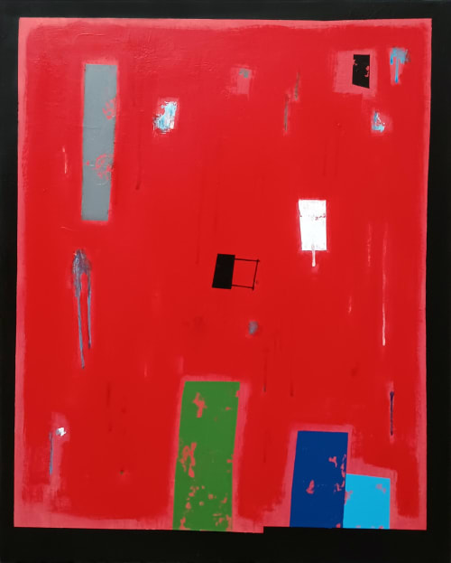 Red in city II | Paintings by Luis Medina
