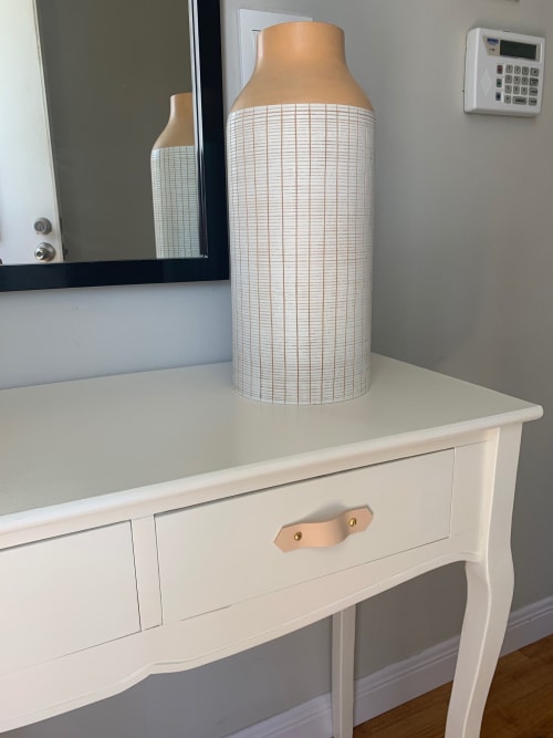 Veg-Tan Leather Handle [V'ed End] | Pull in Hardware by Keyaiira | leather + fiber | Artist Studio in Santa Rosa