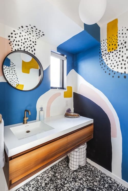 Modern Abstract Wall Mural With Handpainted Elements | Wall Treatments by Ward 5 Design
