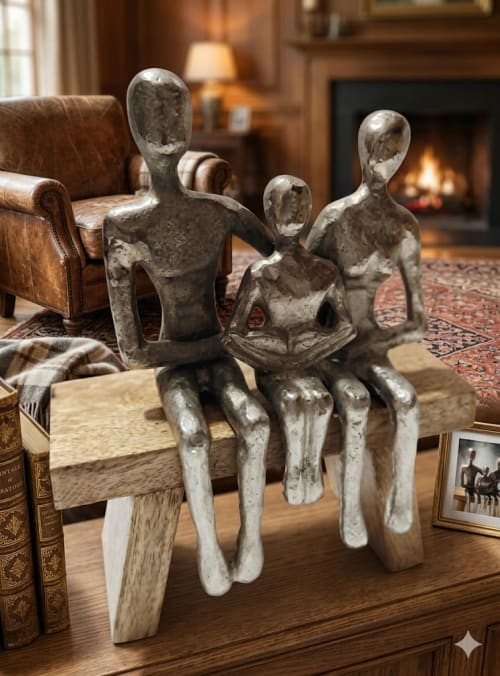 The Eternal Bond: Family Bench Sculpture | Decorative Objects by Famous Art Group Of Industries