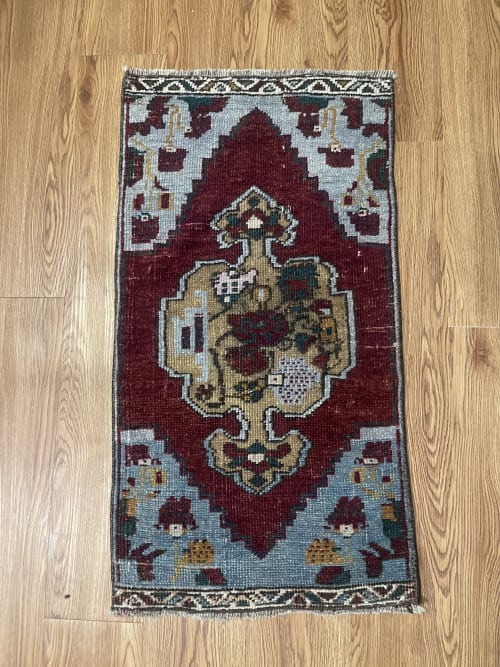 Vintage Hand-woven Turkish Doormat| 1.6 x 2.9 | Small Rug in Rugs by Wool and Rug
