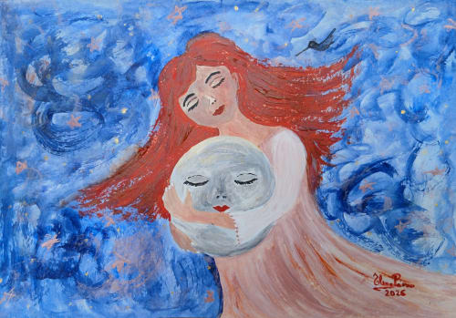 La Luna es una mujer | Oil And Acrylic Painting in Paintings by Elena Parau
