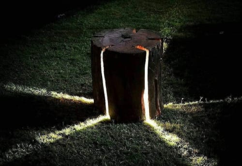 Wood Log Garden Light | Lighting by GreenSquares_DesignStudio